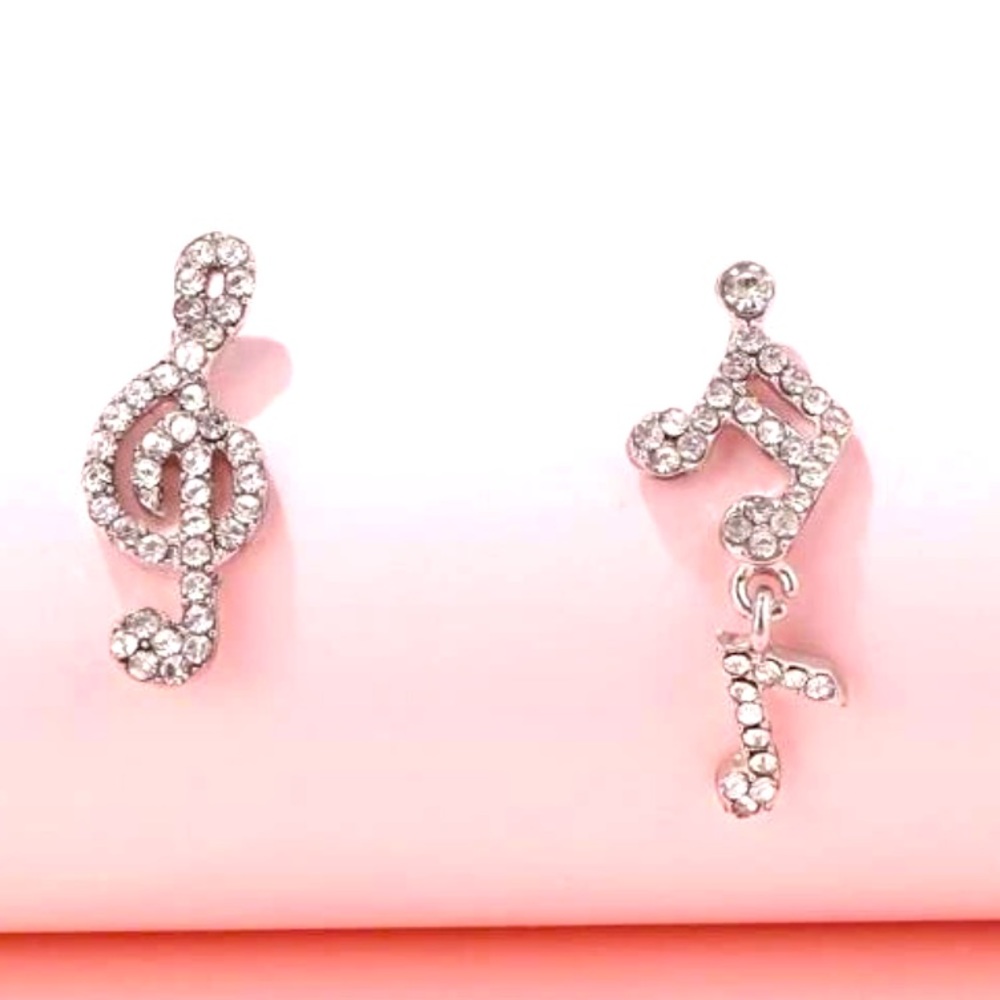 Cubic Zirconia Music Note Earrings